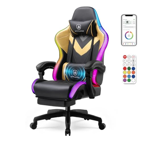 GTPLAYER Gaming Chair, RGB Gaming Chairs with LED Lights, Video G...