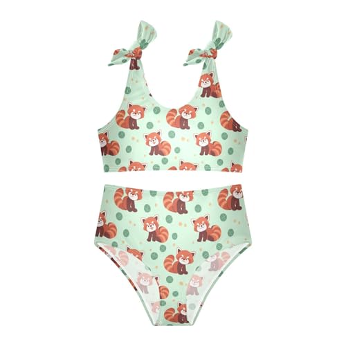 Wusikd Cute Red Panda Girls Swimsuits Two Piece Green Swimwear Bikini Set for for Girls Size 3T3