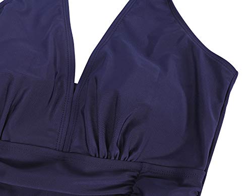 Eledobby Maiô Feminino Sólido Oceanus Com Controle De Barriga Sutiã Com Aro Maiô Peça Única Marinha