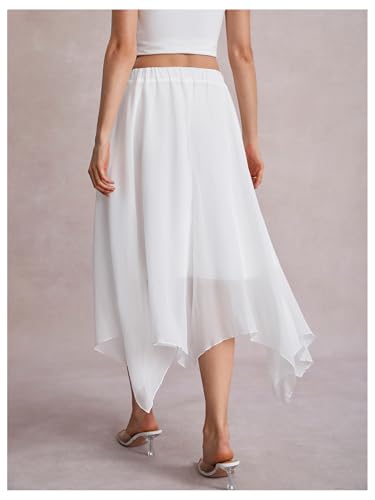 Verdusa Women's Asymmetrical Hem Elastic Waist Chiffon Flowy Long Skirt2