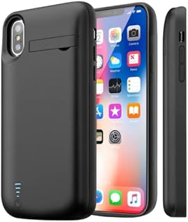 Battery Case for iPhone XS/X,5000mAh Extended Battery Charger Case for iPhone X/XS [5.8"] Portable Rechargeable External Backup Battery Power Bank Charging Case Support Audio,Black