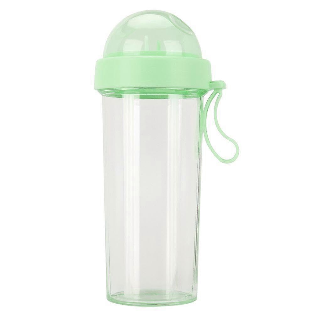 JOYHAPPST 600ml Portable Two Straws Water Bottle Dual Use Drink Cup for Outdoor Travel Sport,Green