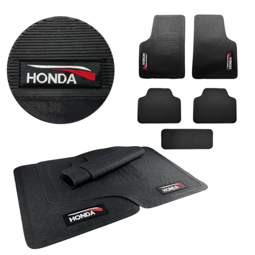 Jogo de Tapete Borracha Automotivo Compatível com Carros Honda 5 Peças Bordado Com Logo Lavável Durável Resistente CR-V WR-V Hr-V Fit Civic City New Fit New Civic
