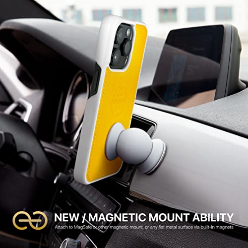 Image of dreem Fibonacci Compatible with iPhone 14 Pro Max Wallet case / 2-in-1 Shockproof case and Detachable Vegan Leather Folio, MagSafe Compatible, RFID Protection [Yellow]