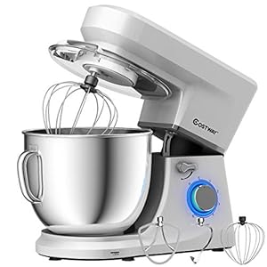 COSTWAY Stand Mixer, 6-Speed 7.5 QT Tilt-head Electric Kitchen Food Mixer 660W with Stainless Steel Bowl, Dough Hook, Beater, Whisk