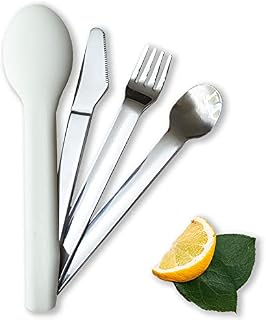 Portion Control Flatware for Healthy Eating & Bariatric Diet | Stainless Steel Cutlery with Silicone Case