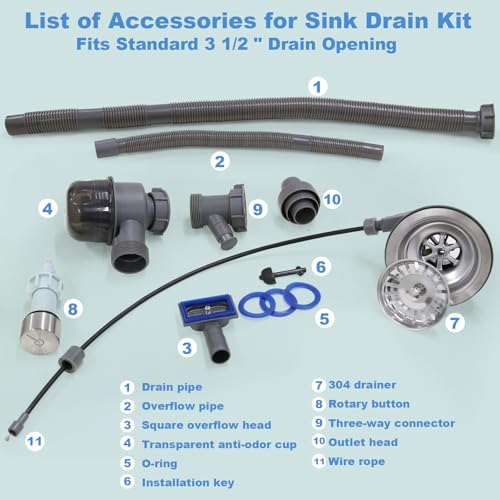 Kit de desagüe para fregadero con botón de control miniatura 5