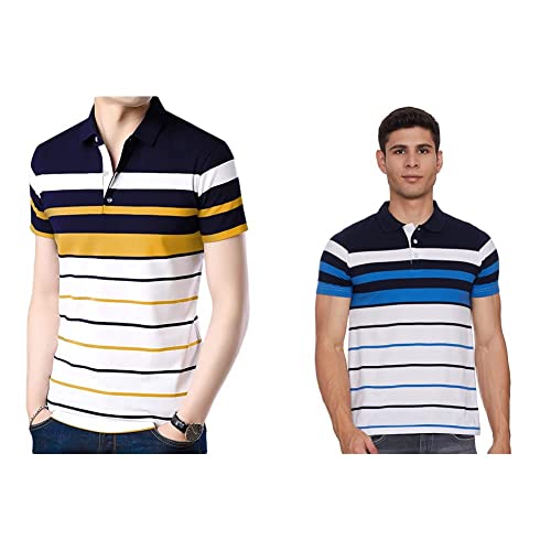 Image of EYEBOGLER Polo T-Shirt for Men || Half Sleeves Neck Polos Men's T-Shirt || Striped Polo || Packs Also Available