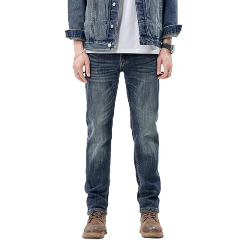 Jeans Pants Trousers Denim Spring and Autumn Classic Retro Men's Slimming Stone Grinding Trendy Casual Cowboy