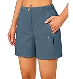 Little Donkey Andy Damen Leichte Schnelltrocknend Shorts Stretch Kurze Hose 5 Zoll Shorts für Wandern, Golf, Camping, Reisen Blau Grau L