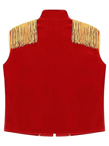 Choomomo Kids Military Drummer Waistcoat Halloween Carnival Circus Fringe Epaulet Gold Lace Dressy Vest4
