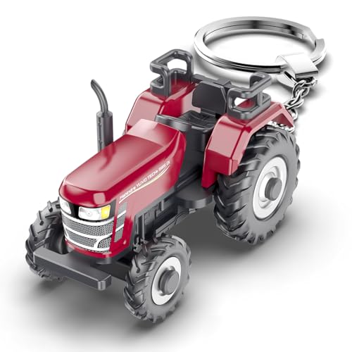 Image of Mahindra Yuvo Tech+ 5850DI Tractor Keychain Toy | Premium Metal Keyring | Realistic Detailed Design | Durable Rubber Tyres | Original Licensed Collectible Mini Model