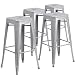 Flash Furniture 4-CH-31320-30-SIL-GG Metal Indoor-Outdoor Barstool with Square Seat, 4 Pack, Silver