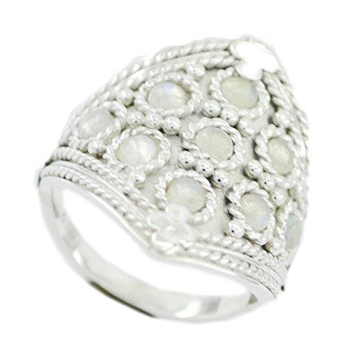 Bague de mariage pierre de lune véritable et argent sterling d'exception pour femme