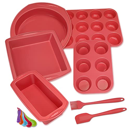Sparsames 7-in-1-Antihaft-Silikon-Backformen-Set für den Ofen, BPA-frei, hitzebeständig, Backgeschirr-Lieferanten, Werkzeug-Set für Muffins, Kasten, Brot, Pizza, Käsekuchen, Cupcake, Kuchenutensilien Cover