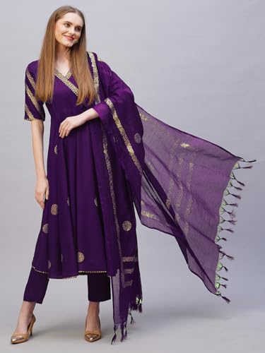Image of ANNI Designer Rayon Blend Women Kurta Set with Pant & Dupatta