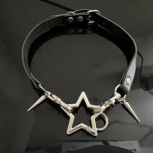 NUEAYMS Pentagrams Big Bone Leathers O Style Choker DIY Star Pendant Necklace for Women Punk Aesthetic Necklace Accessory3