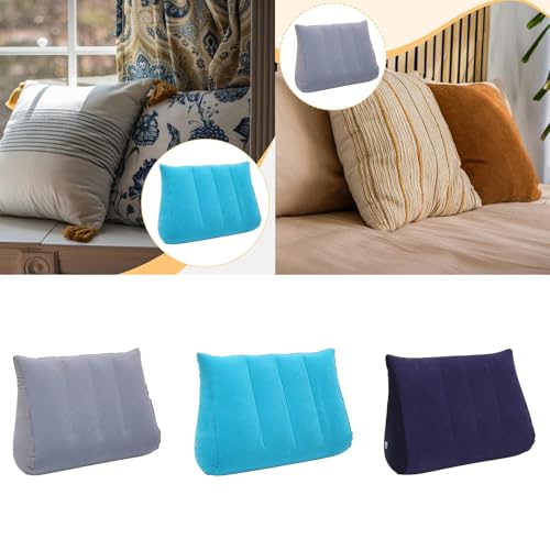 Image of Blow up Cushion Wedge Pillow Compact Lightweight Multipurpose Triangle Shape Grey