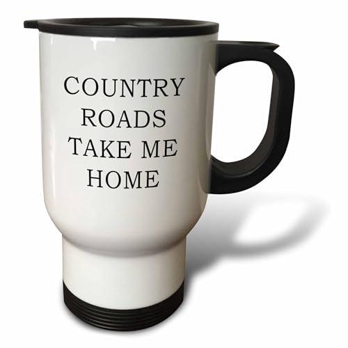 3dRose COUNTRY ROADS TAKE ME HOME 14oz Stainless Steel Travel Mug