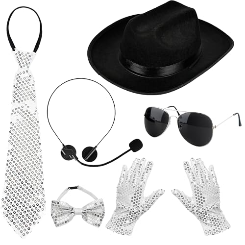 Puteraya 6 Pcs Pop King Costume Accessories Creations M-J Costume Kit Halloween Cosplay Famous...