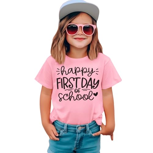 Image of Girls Boys Happy First Day of School Shirts Kid Back to School T-Shirt Kindergarten 1st 2nd Grade Outfits Tees Tops