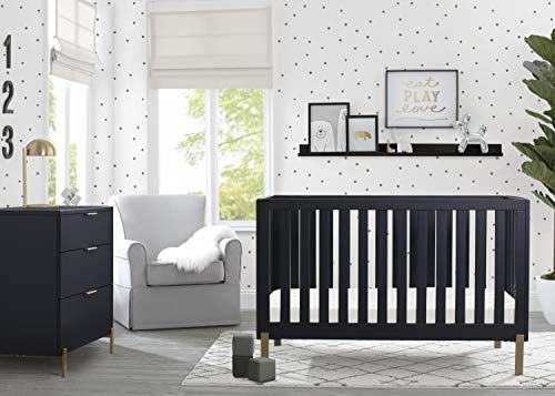 Delta Children Hendrix 4-In-1 Convertible Crib, Greenguard Gold Certified, Midnight Grey/Bronze #TOP1