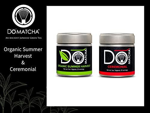 Domatcha Organic Summer Harvest 1Oz And Ceremonial Matcha 1Oz - Authentic Japanese Green Tea Powder #TOP3