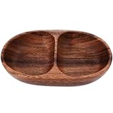 BESPORTBLE Decor snacks storage bowl nut plate wood divided salad bowl wooden fruit bowl food plate candy plate Double compartment bowl salad bowl container fruit dish south america tray