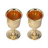 Alipis 2 Stück Goldene Metall Kelche im Retro Stil Leichte Weingläser mit Dekorativem Effekt zum Servieren von Wein bei Partys und Hause