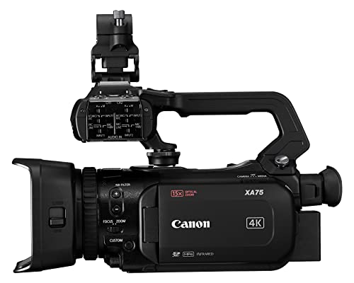 Canon Xa75 Pro Camcorder 1” 4K Uhd Cmos Sensor, Dual-Pixel Cmos Af, 15X Optical Zoom, 600X Digital Zoom, Image Stabilization, 3G-Sdi, Hdmi, Usb Live Streaming, Time Stamp On-Screen Display Recording #TOP2