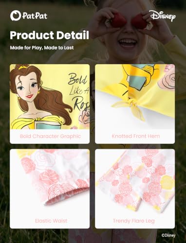 Image of Disney Girls Outfits Long Sleeve Knot Front Shirt Flare Pants 2PC Clothes