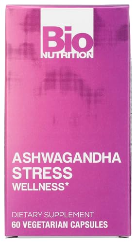 Bio Nutrition Stress Wellness with Ashwagandha, Gluten Free, Vegetarian, 60 Capsules (Pack of 3)
