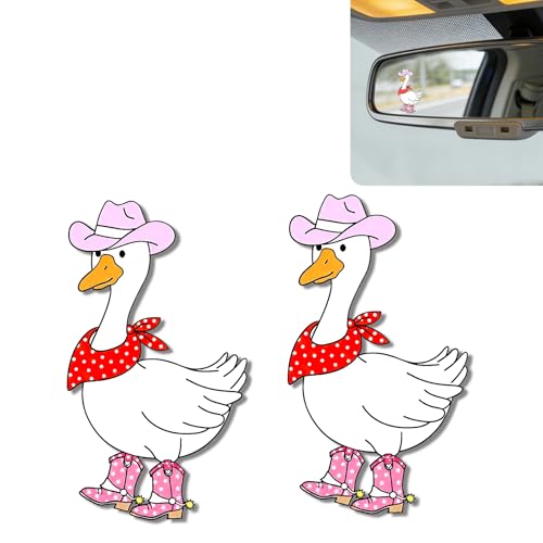 2Pcs Cowboy Goose Rear View Mirror Sticker Waterproof Vinyl Decal