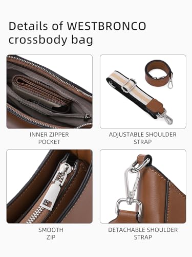 WESTBRONCO Crossbody Bags for Women Leather Purses Trendy Shoulder Handbags with 2PCS Shoulder Straps4