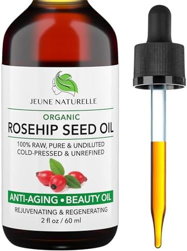 Rosehip Oil Organic, From Fruit & Seeds, Pure, Raw, Virgin, Cold Pressed, Undiluted Body Oil For Skin Care, For Hair Oil, Gua Sha, Cuticle Oil, Face Oil, Organic Rosehip Seed Oil, 2 oz