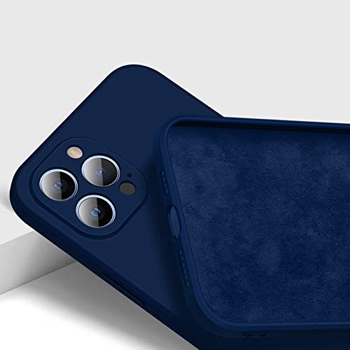 Coque iPhone 14 Pro antichoc carrée silicone liquide bleue arrière