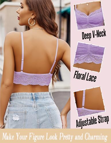 Image of Avidlove Lace Bralette for Women V Neck Cami Tank Y2k Camisoles Adjustable Spaghetti Strap Crop Top Non Padded
