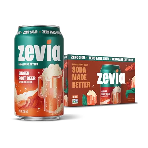Zevia Ginger Root Beer Zero Calorie Soda, 6 Pack