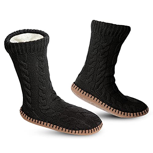 Vihir Hüttensocken Herren & Damen Winter, Dicke Pantoffel Socken, Rutschfeste Hausschuh Socken, Weiche Stoppersocken, Slipper Socken, Warme Hüttensocken Winter Weihnachtssocken Geschenk 1 Paar