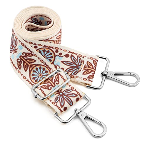 Image of Silvery Buckles Wide Shoulder Strap Adjustable Replacement Belt Crossbody Canvas Bag Handbag