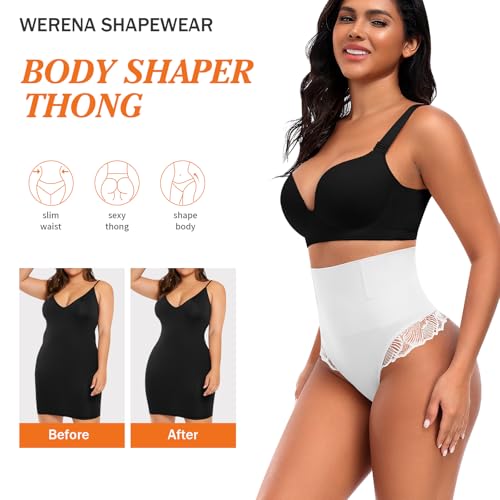 Image of Werena Tummy Control Thong Shapewear for Women High Waisted Body Shaper Panties Shaping Thong Girdle Underwear