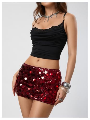 Image of Floerns Women's Sequin Low Waist Mini Skorts Night Out Skirt Shorts