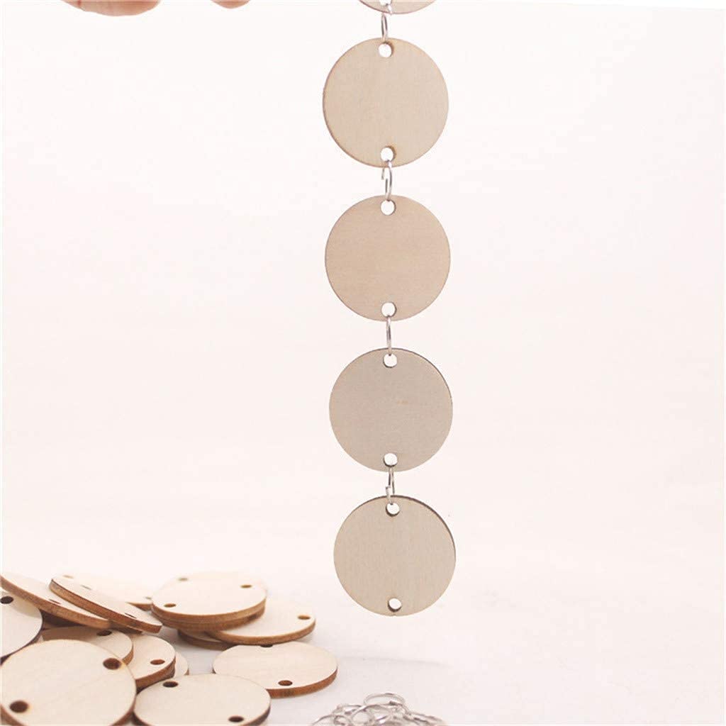50 pièces tranches Rondes, Bricolage Cercle Forme Bois tranches disques Suspendus Calendrier Artisanat pour Famille Amis Rappel d'anniversaire décor