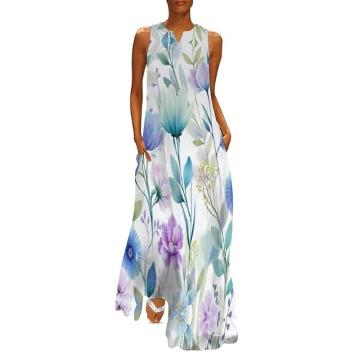 Robe longue fleurie grande taille en coton avec poches