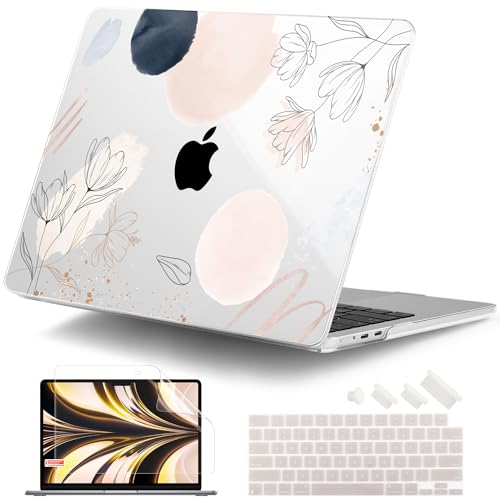DONGKE Funda rígida de plástico compatible con M3 MacBook Air de 13.6 pulgadas 2024 2023 2022 A2681 M2 A3113, carcasa rígida de plástico, cubierta de teclado y película para pantalla para MacBook Air