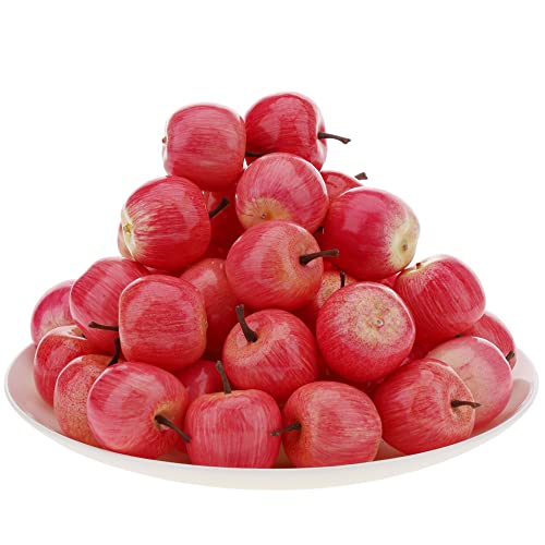 Gresorth 30 Pcs Mini Artificial Pink Apple Decor Fake Apples Fruit 1.3 in