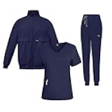 Scrubs for Women And Men Set 3-Piece Scrub Set(Jacket+Top+Jogger Pants)