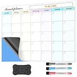 SONNELD Monatsplaner Abwischbar Selbstklebend – Wiederverwendbarer Whiteboard Familienkalender 42x30 cm mit 3 Stiften & Radierer, To-do-Liste für Wand, Büro, Schule & Zuhause