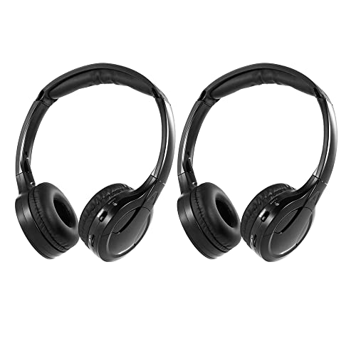 Prterver Paquete de 2 Auriculares InaláMbricos IR para Reproductor de DVD de Coche Reposacabezas VíDeo, Auriculares Infrarrojos en la Oreja Auriculares Universales (Negro)