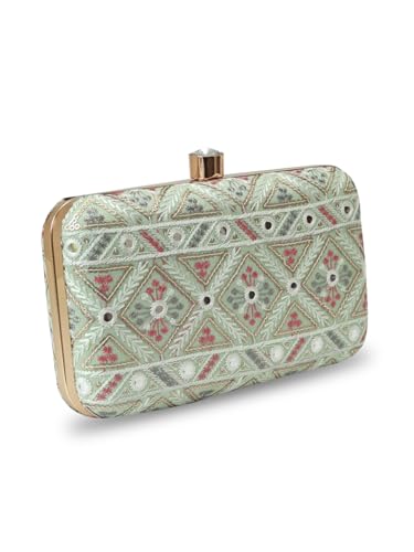Image of THE TAN CLAN Ariba Box Clutch Purses Luxury Handbags Bag for Women - Elegant Evening Handbag, Stylish Purse with Magnetic Closure